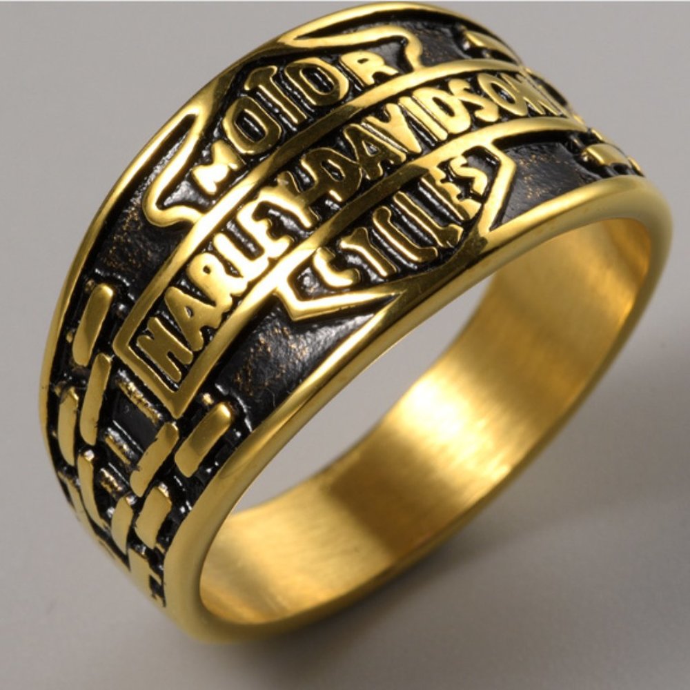 Harley Davidson Script Biker Motorcycle Heavy Metal Ring - Picture 7 of 8